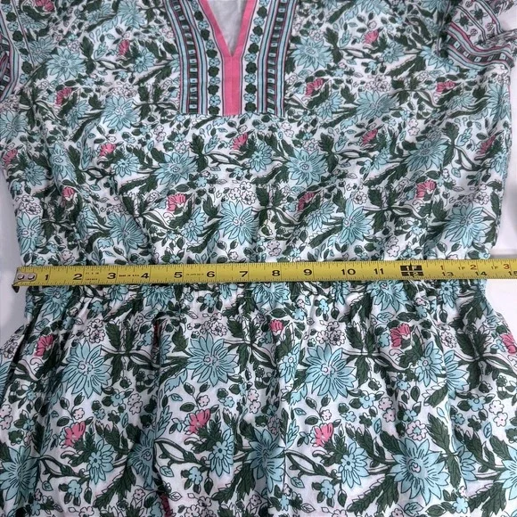 Talbots Floral Cotton Voile Split Neck Dress 8 Preppy Flow Midi Cottagecore Boho - Picture 11 of 13